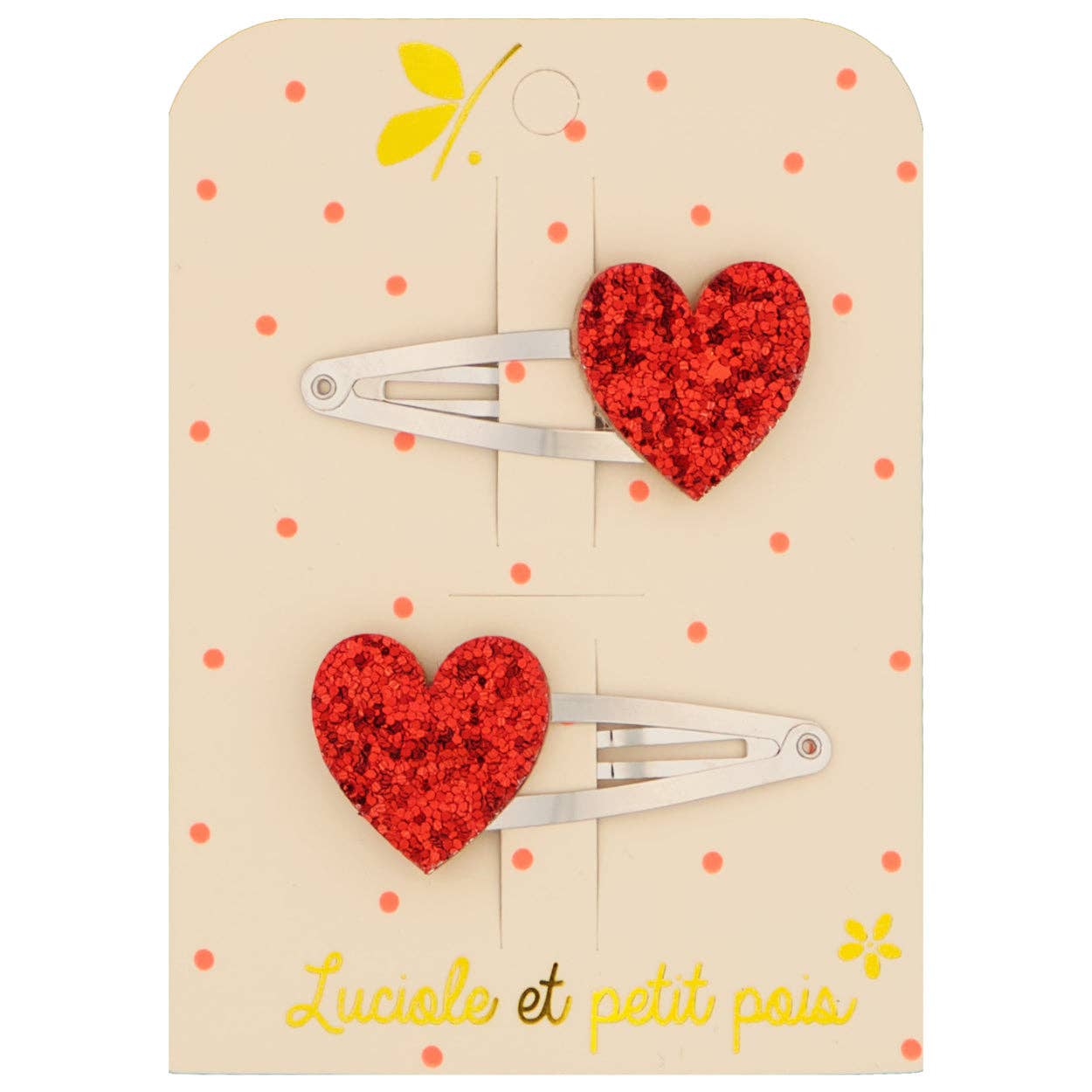 Red sequins heart hair clips (pair)