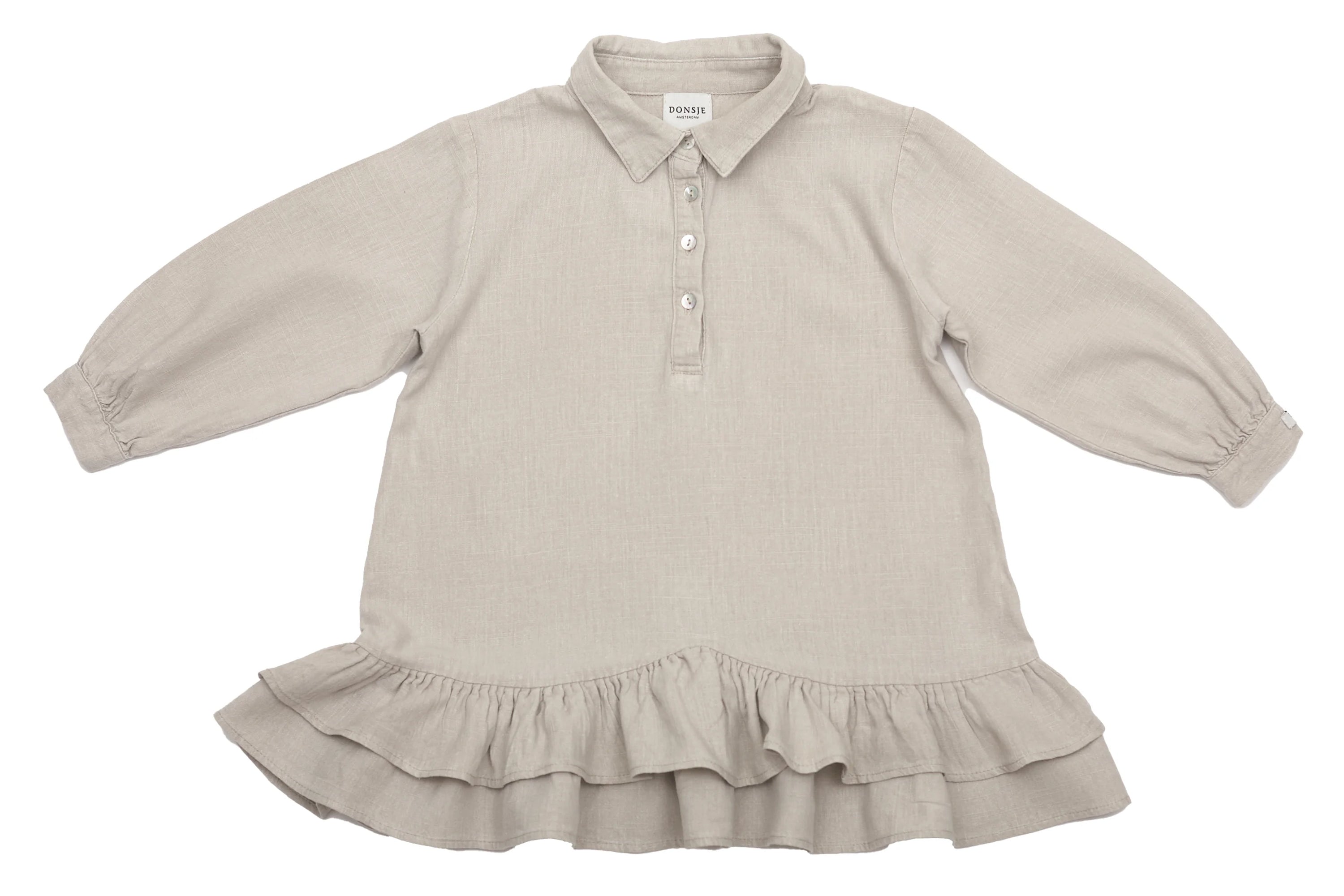 Donsje Amsterdam Linen Ruffle Dress