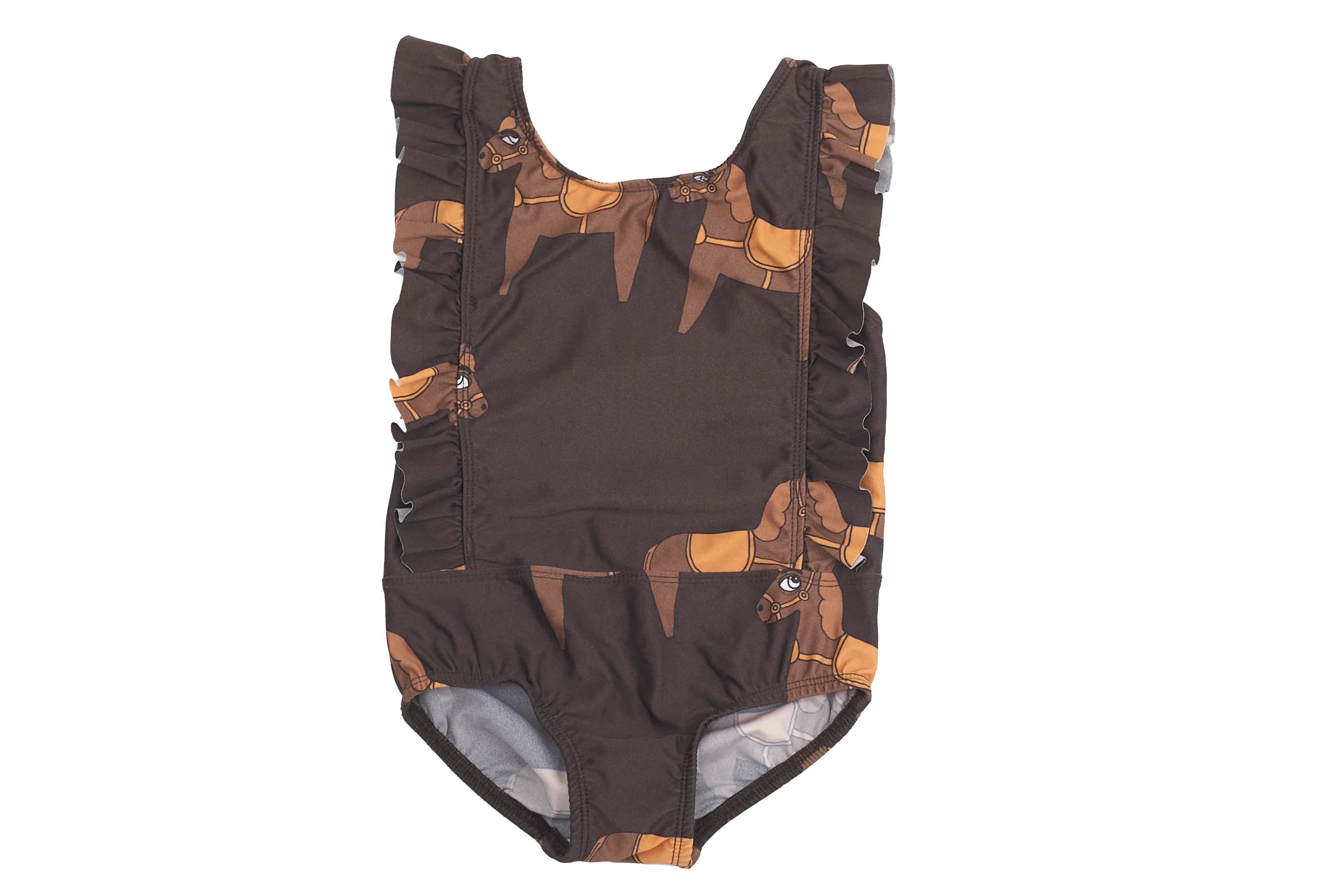 Mini Rodini Horse-Print Ruffle Swimsuit