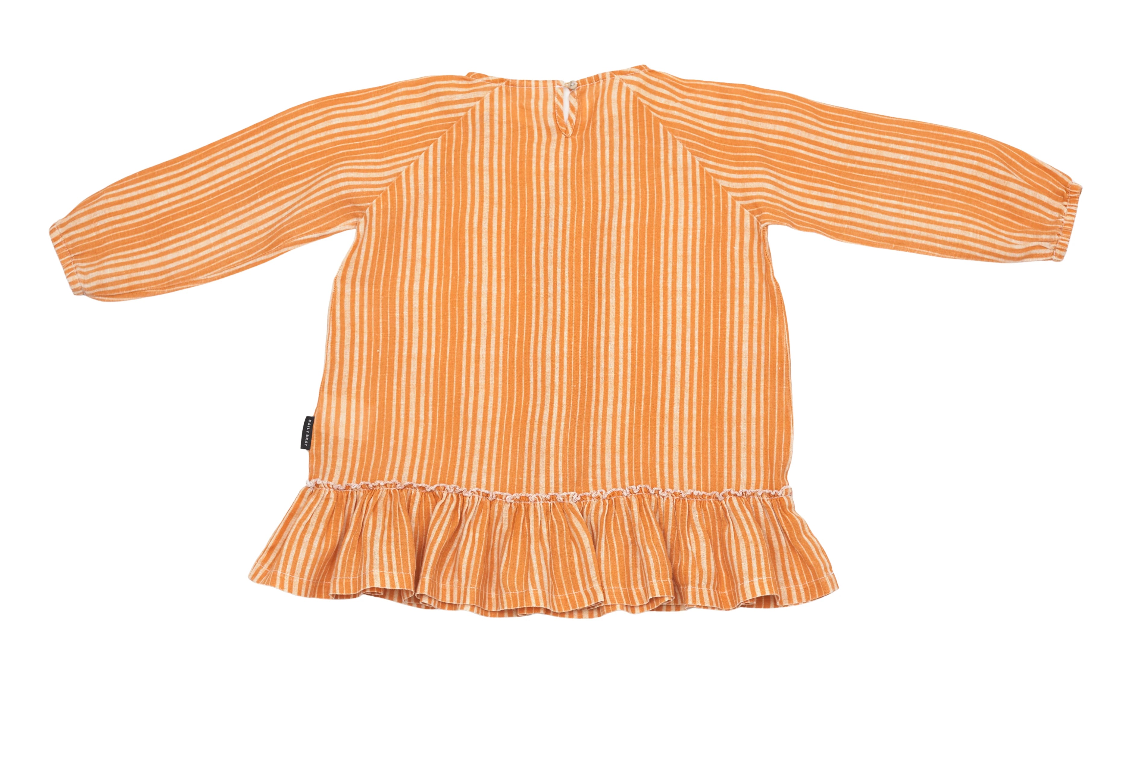 Daily Brat Tangerine Dream Ruffle Linen Dress