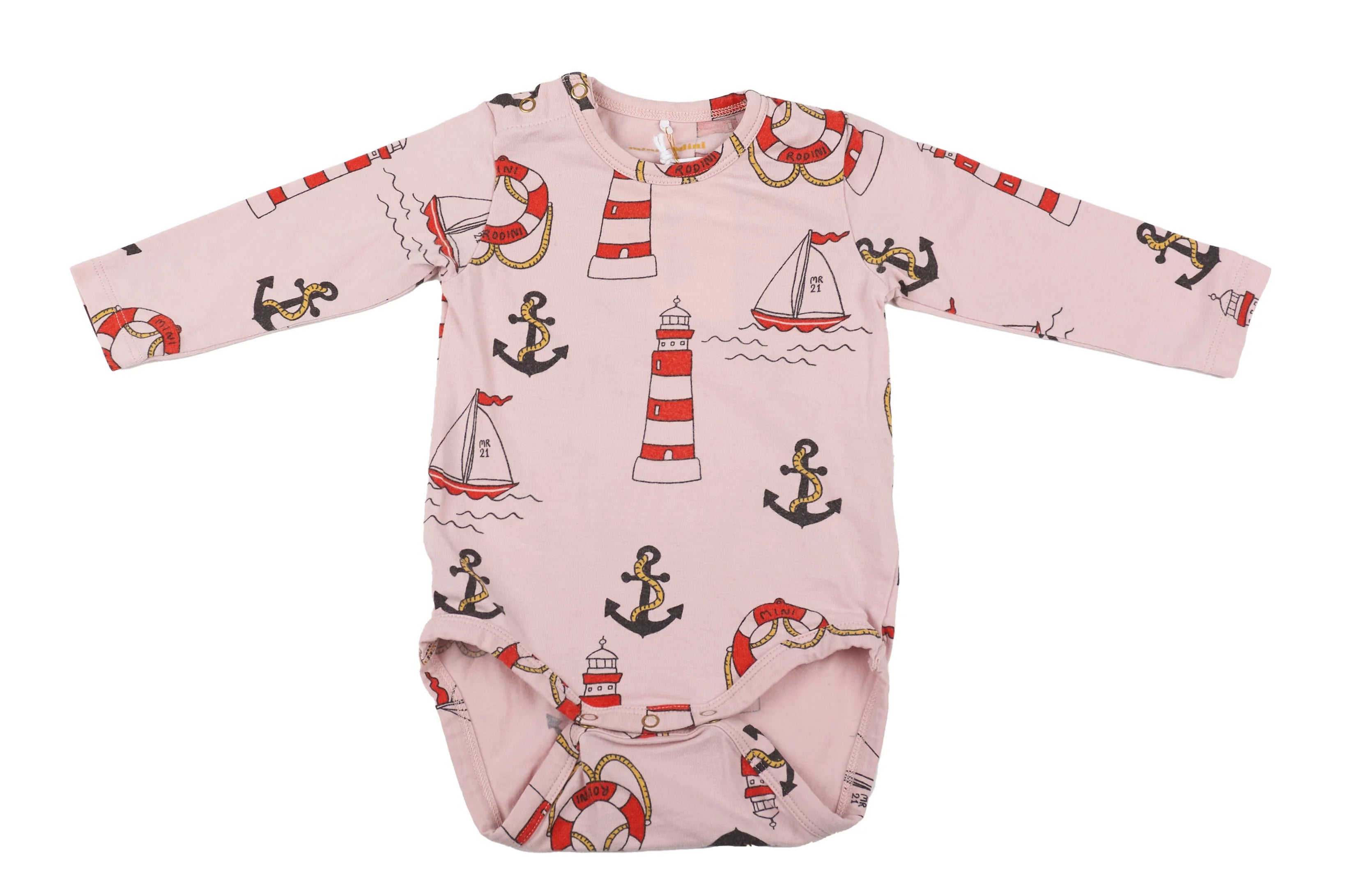 Mini Rodini blush-pink bodysuit