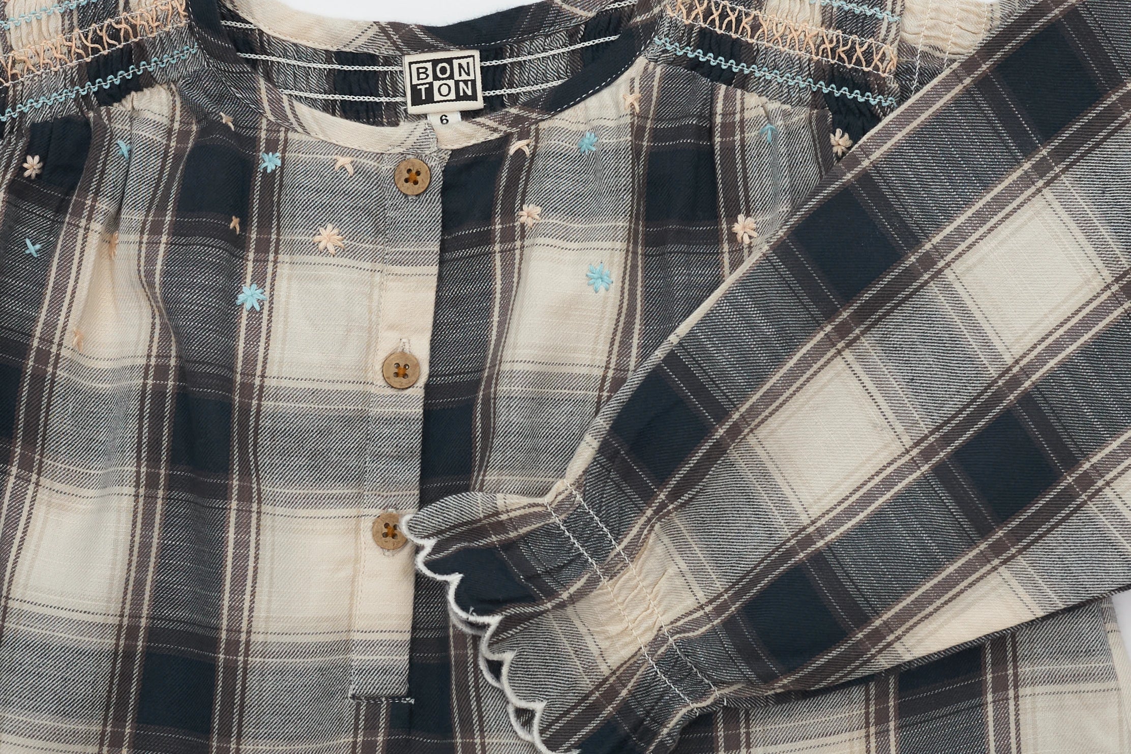 Bonton Twilight Plaid Dream Blouse, NEW with tag