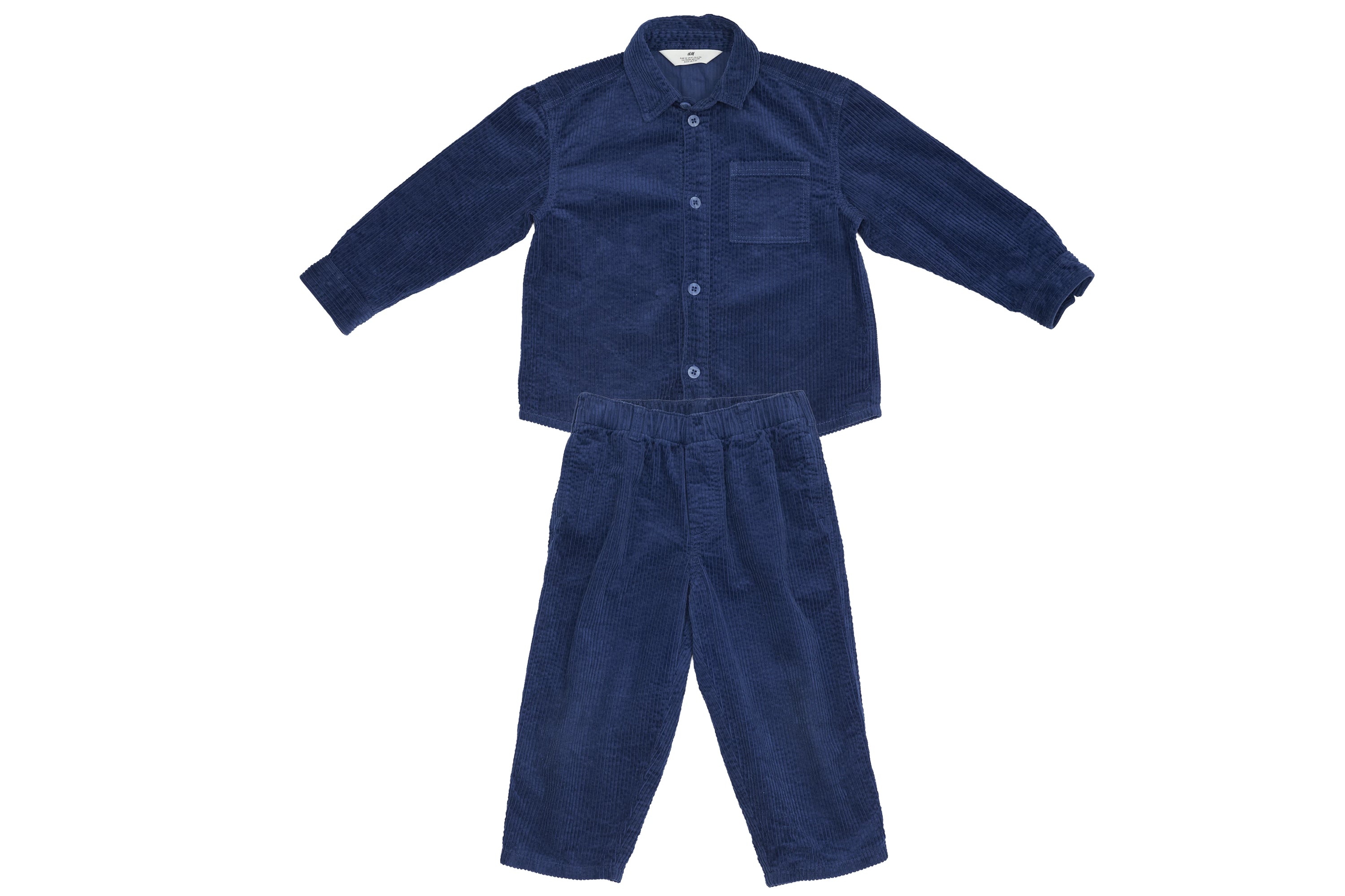 H&M Cozy Corduroy Set Pants and Overshirt in Midnight Blue