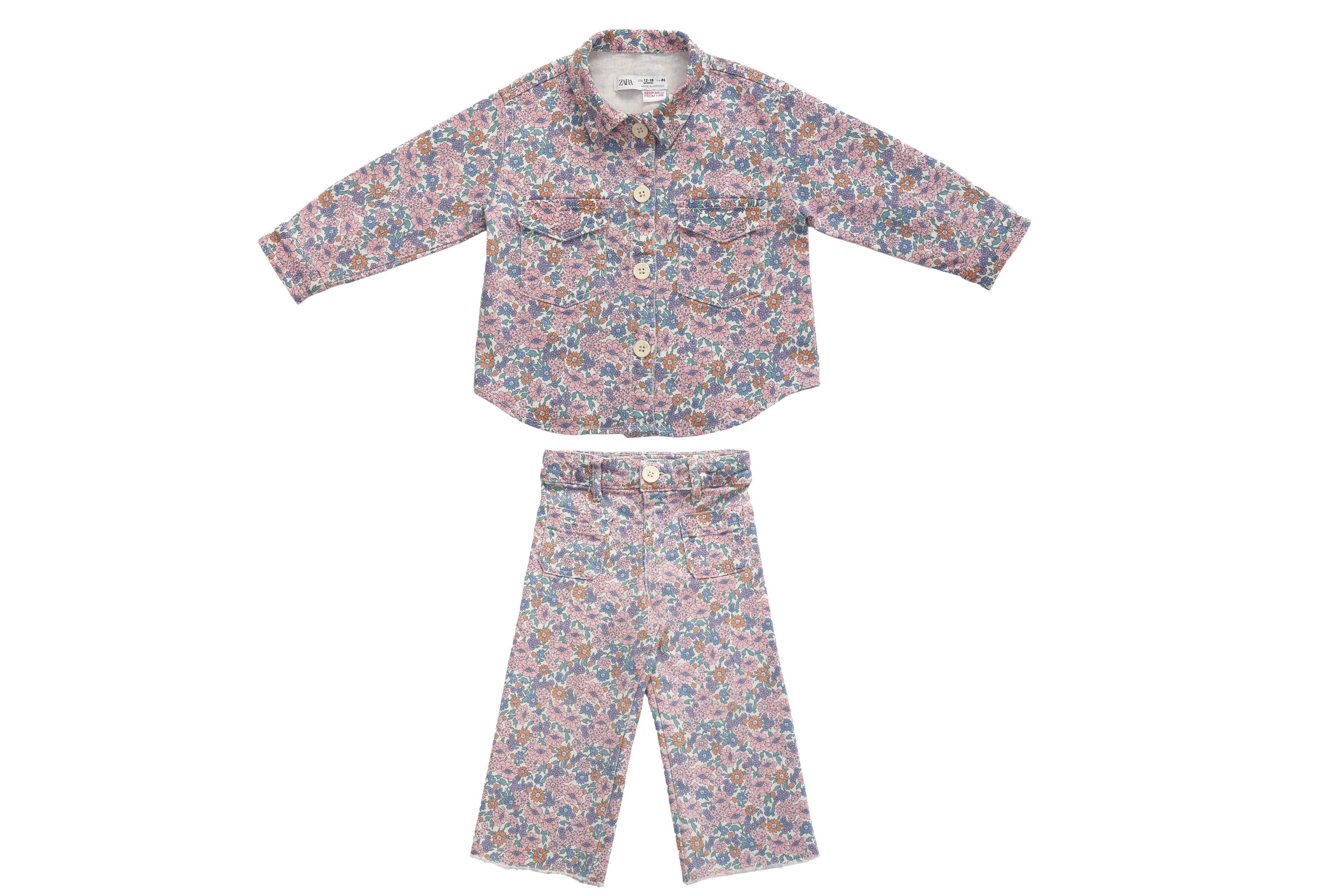 Zara Bloom Button Overshirt & Trousers Set