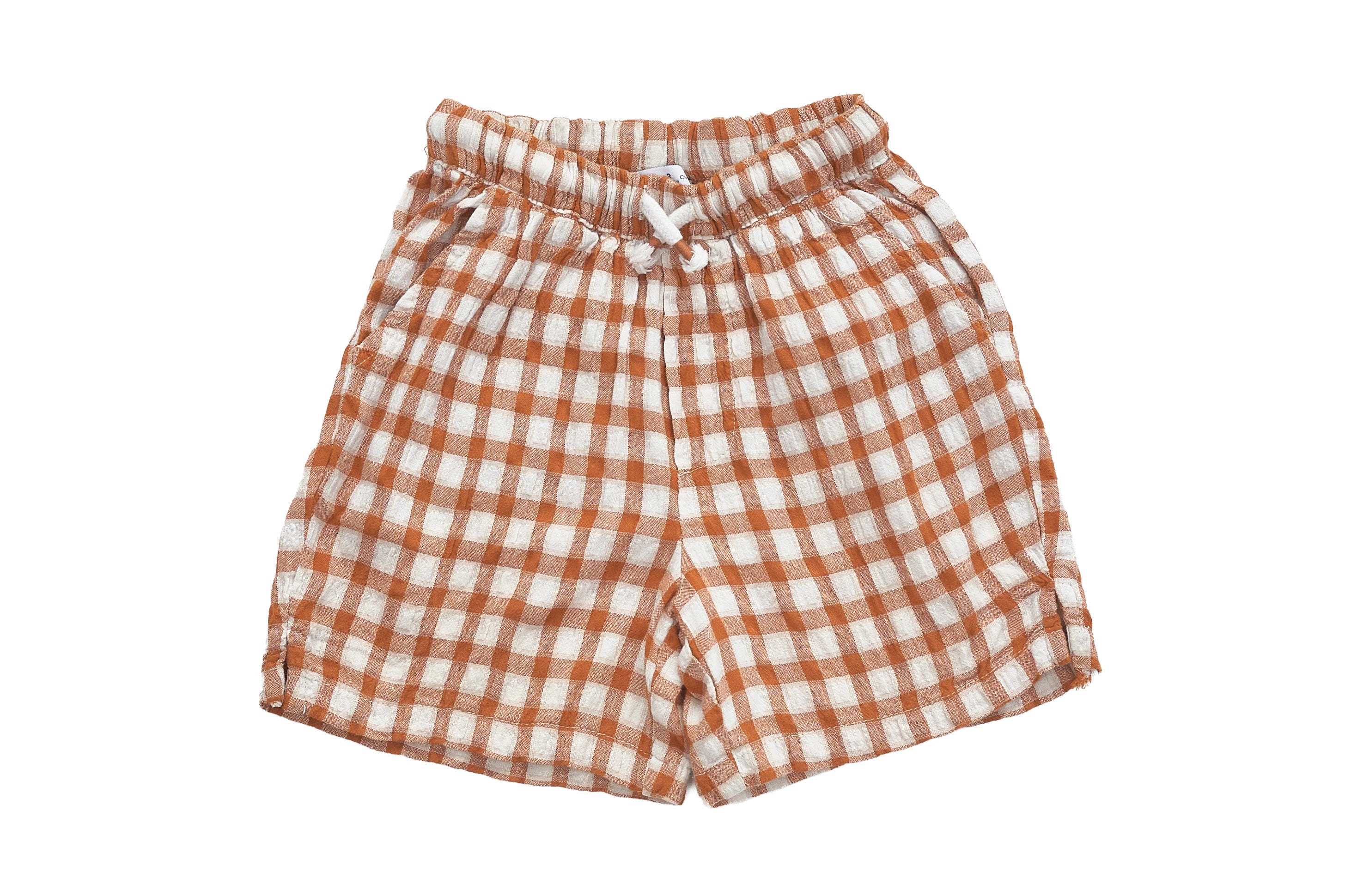 Zara Terracotta Gingham Camp Shirt & Short Set