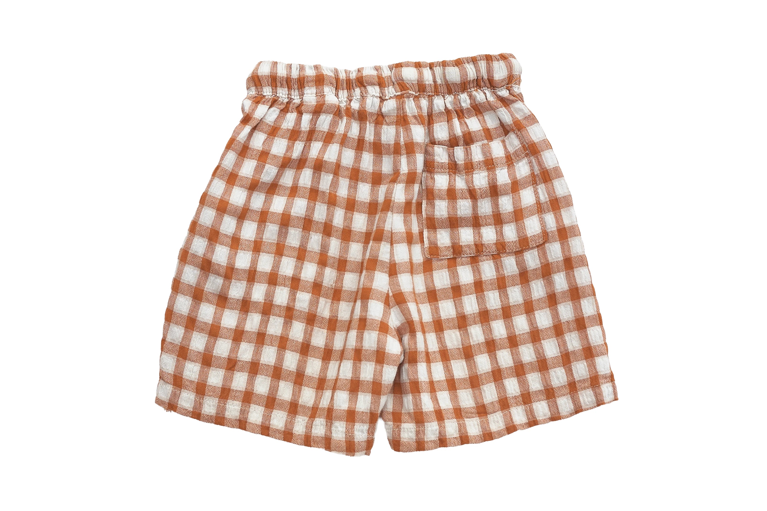 Zara Terracotta Gingham Camp Shirt & Short Set