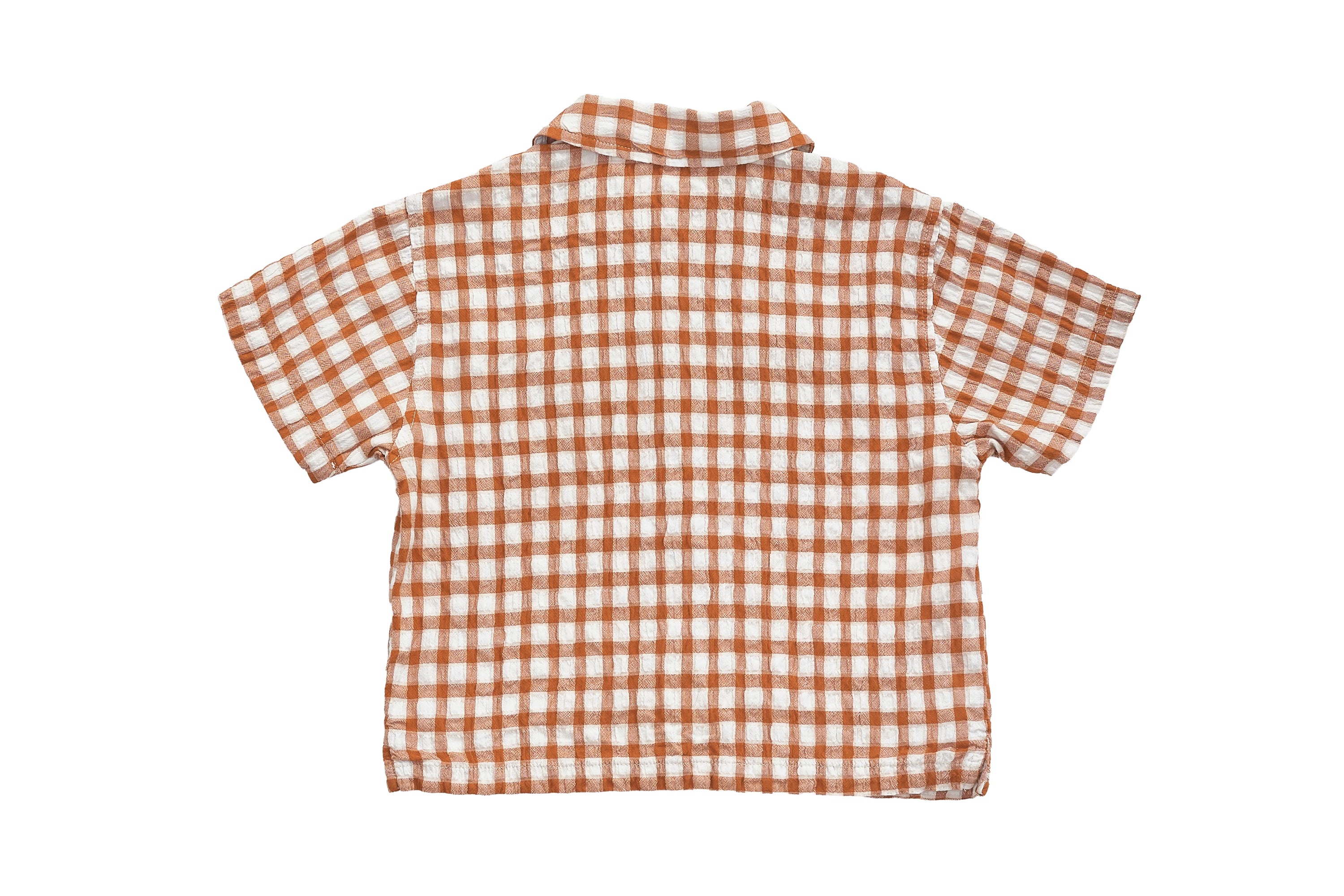 Zara Terracotta Gingham Camp Shirt & Short Set