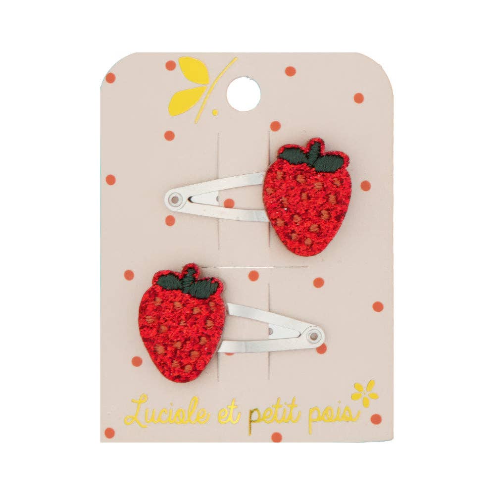 Mini strawberry hair clips (pair)