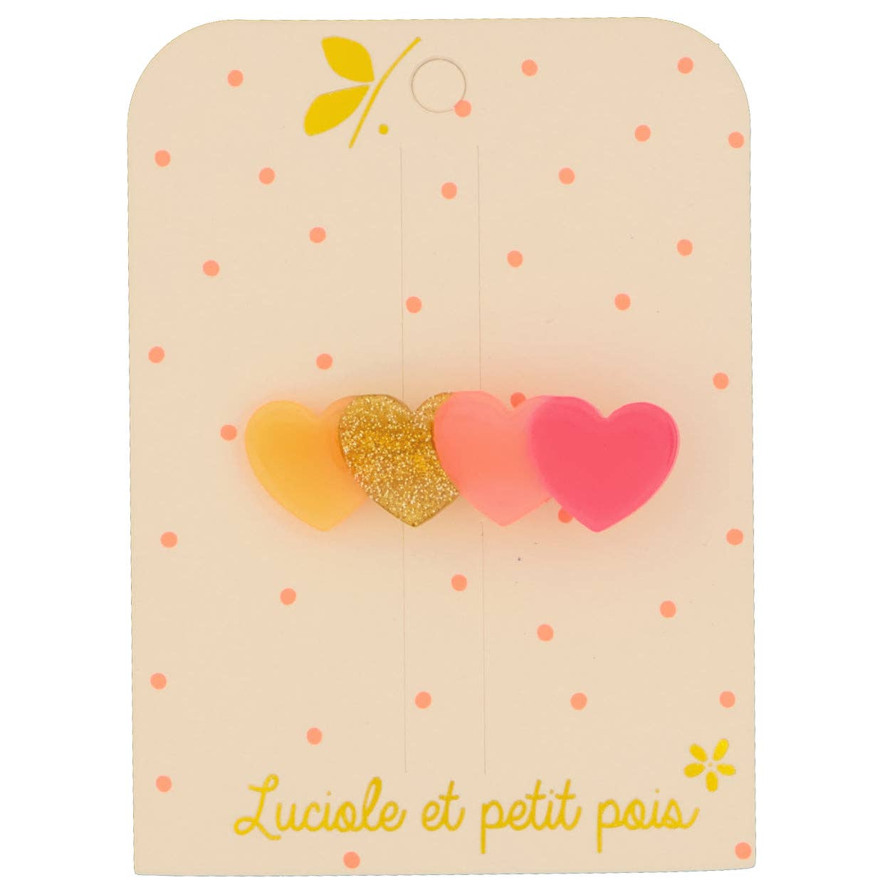 hair clip, 4 heart - Fluorescent