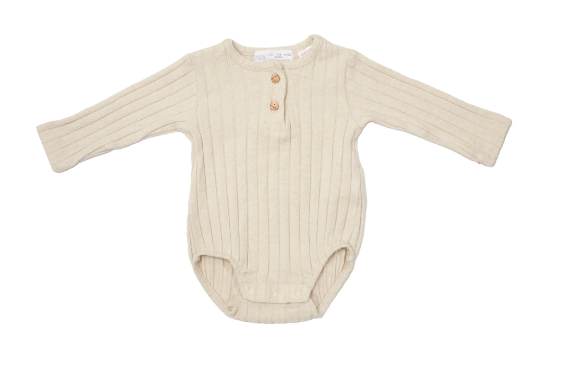 Zara Cozy Cream Ribbed Bodysuit