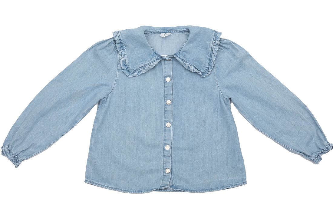 Arket Denim Dream Ruffle Blouse