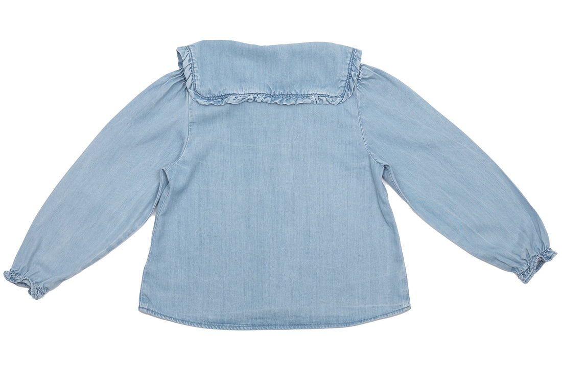 Arket Denim Dream Ruffle Blouse