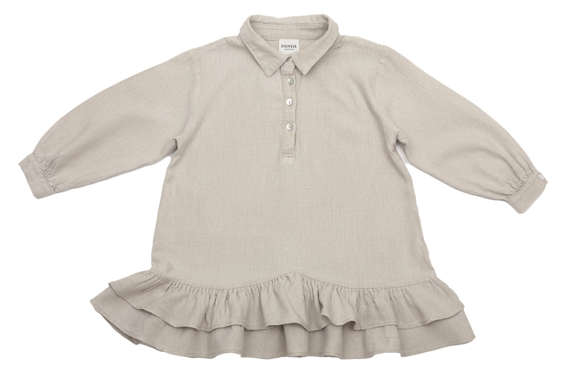 Donsje Amsterdam Linen Ruffle Dress