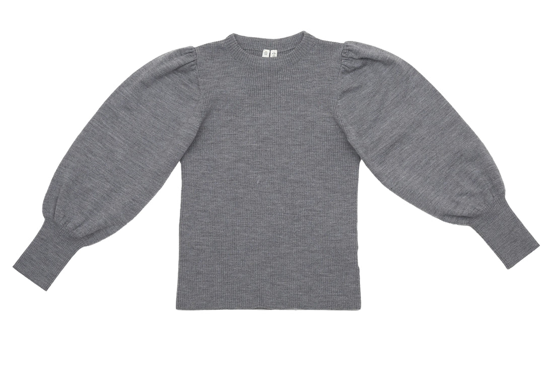 Arket Grey Balloon Sleeve Wool Sweater
