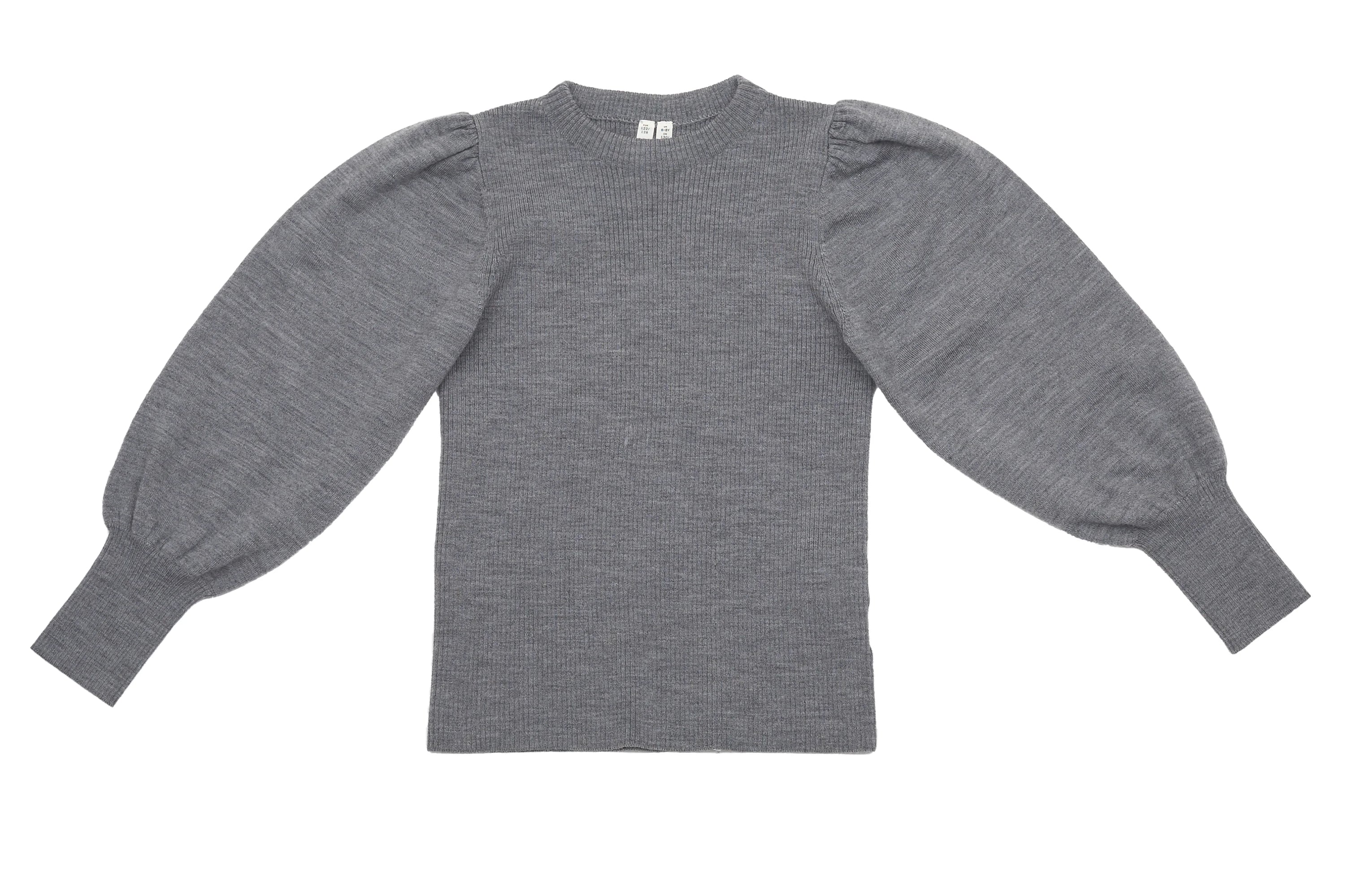 Arket Grey Balloon Sleeve Wool Sweater