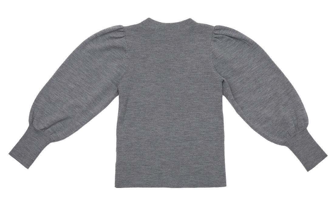 Arket Grey Balloon Sleeve Wool Sweater