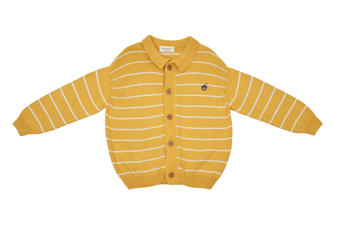 True Artist Curry Stripe Schoolhouse Cardigan