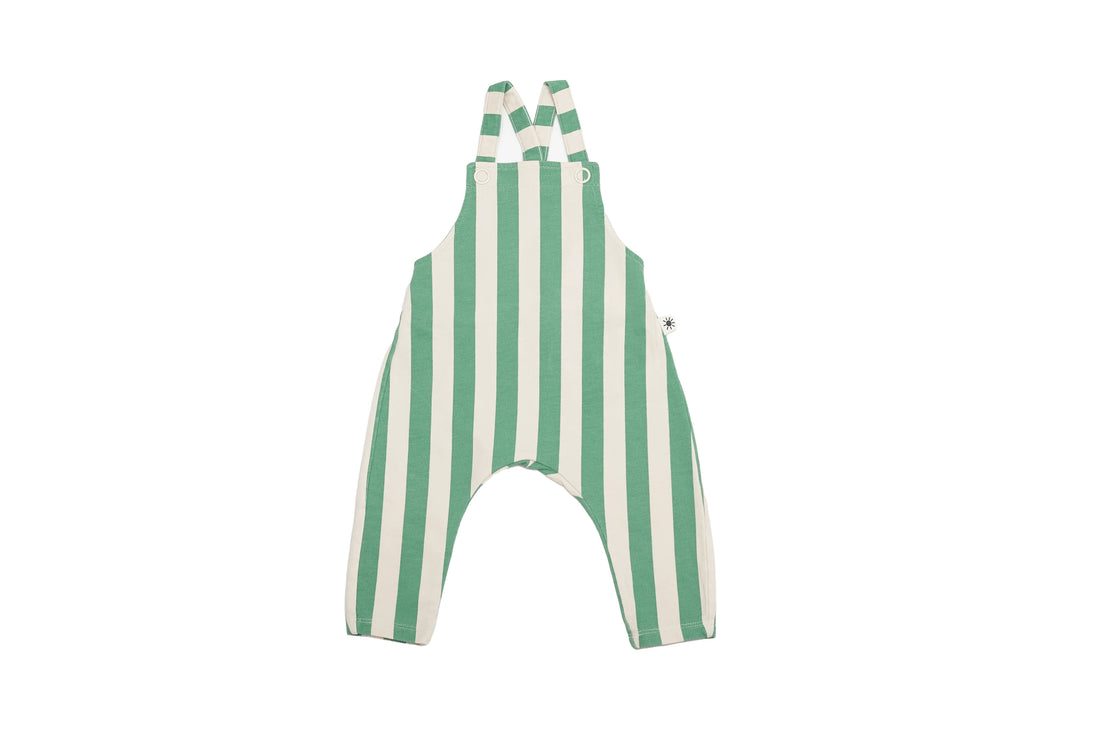 Lindex Green Stripe Baby Overalls