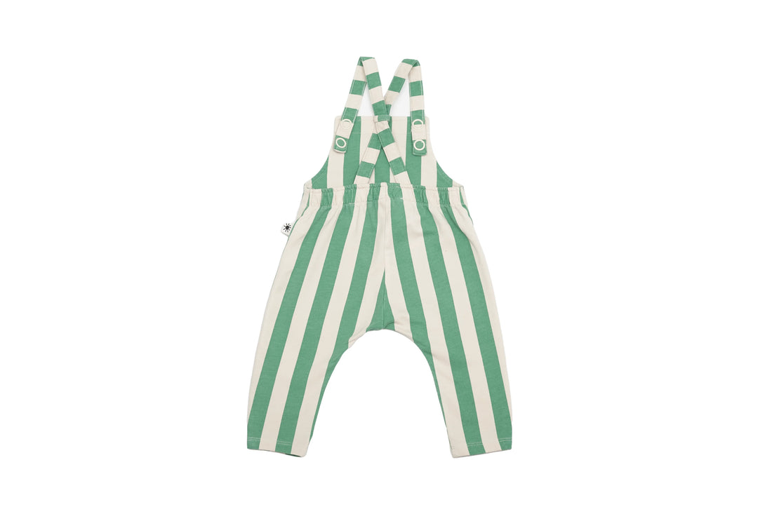 Lindex Green Stripe Baby Overalls