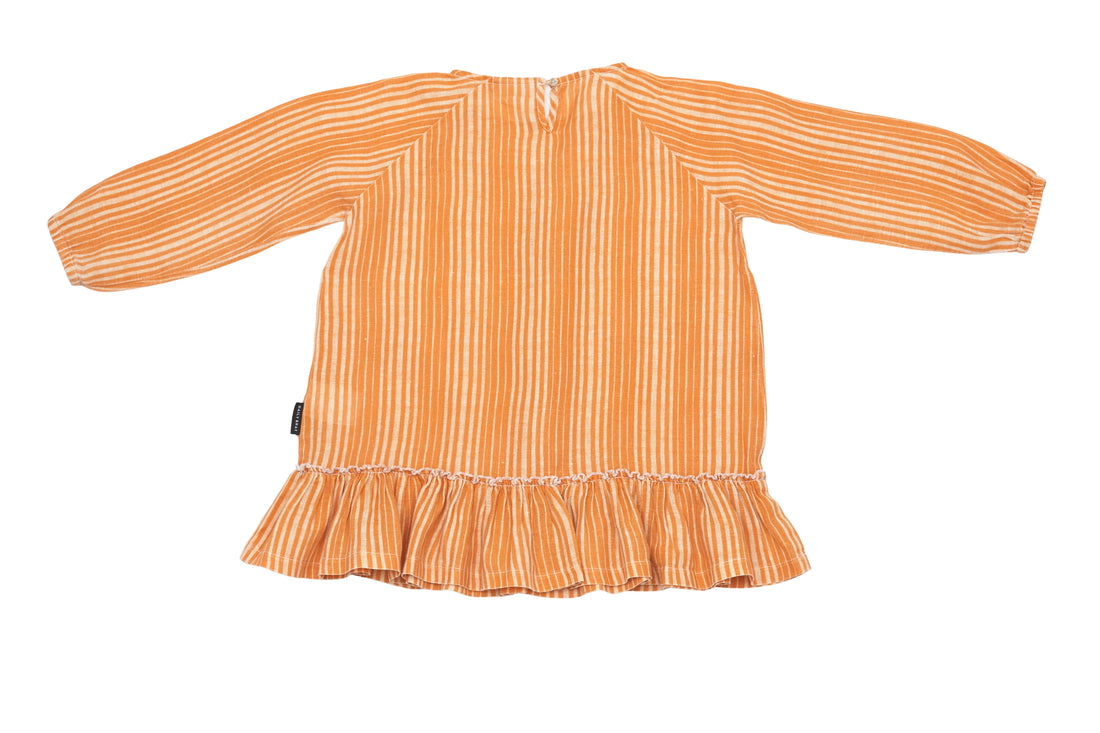 Daily Brat Tangerine Dream Ruffle Linen Dress