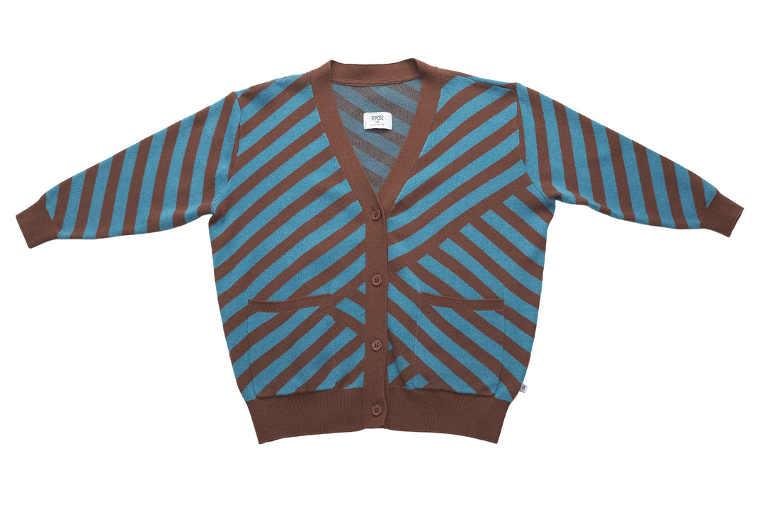 Repose Ams Chocolate Stripes Cardigan