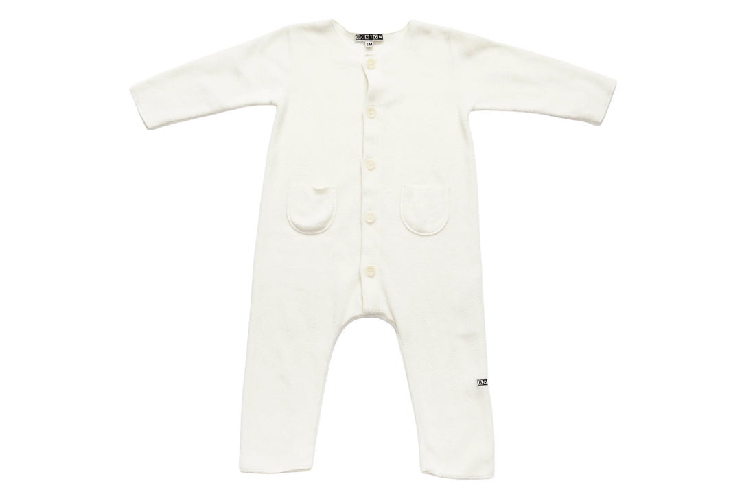 Bonton Little Ivory Comfort Fleece Jumpsuit