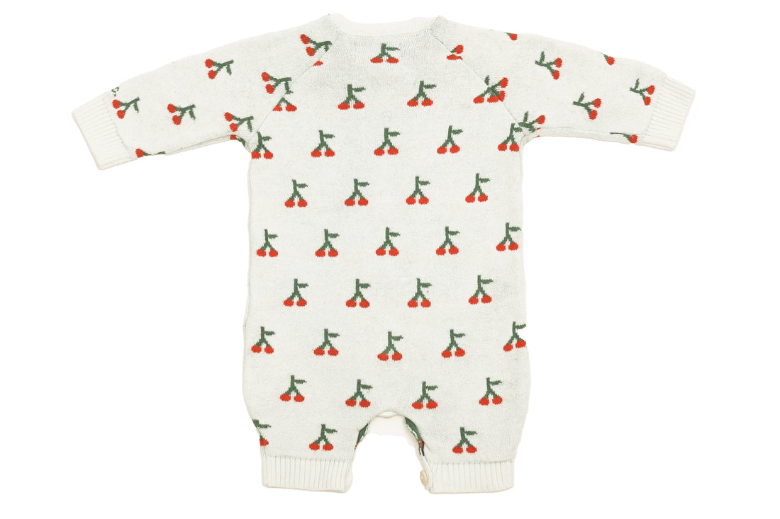 Bobo Choses Cozy Cherry Dreamer Knitted Jumpsuit with Merino Wool