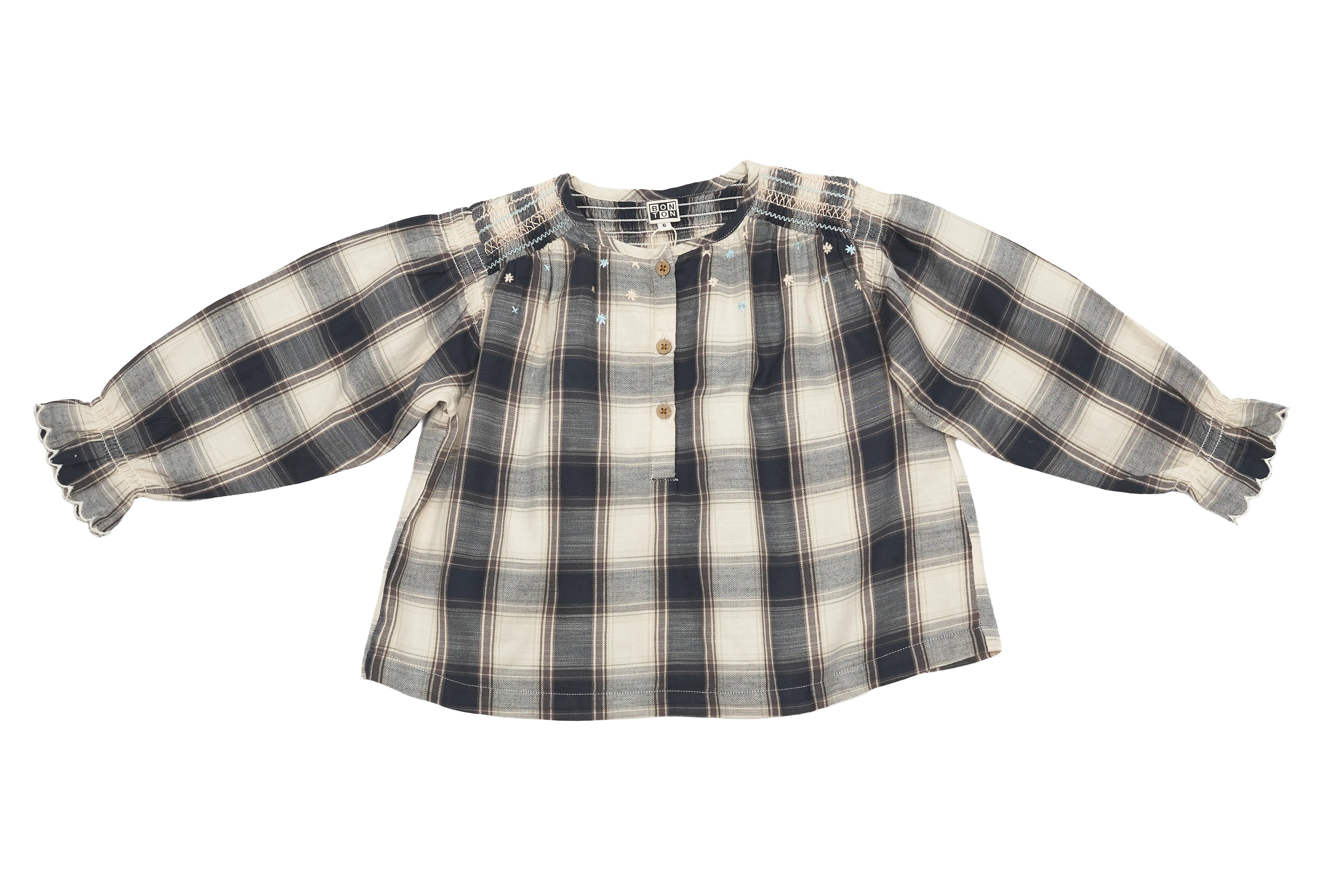 Bonton Twilight Plaid Dream Blouse, NEW with tag