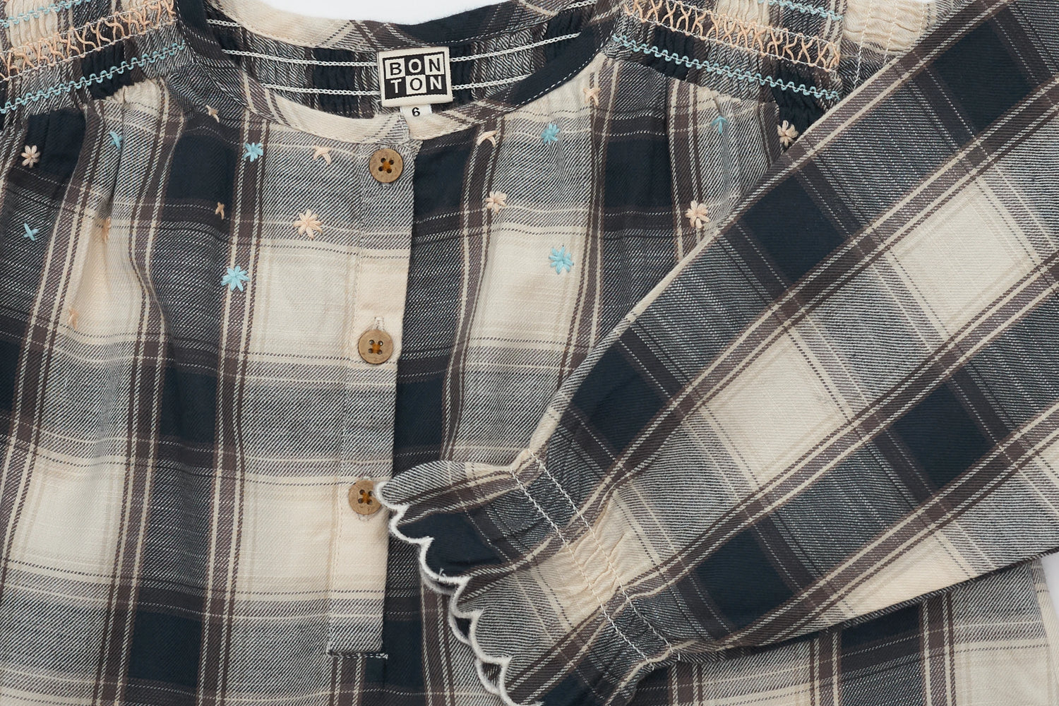 Bonton Twilight Plaid Dream Blouse, NEW with tag