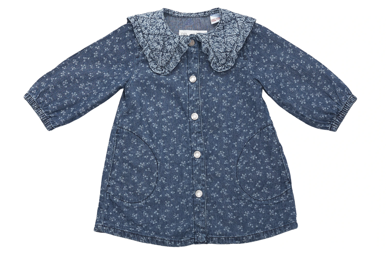 Zara Floral Denim Ruffle Dress