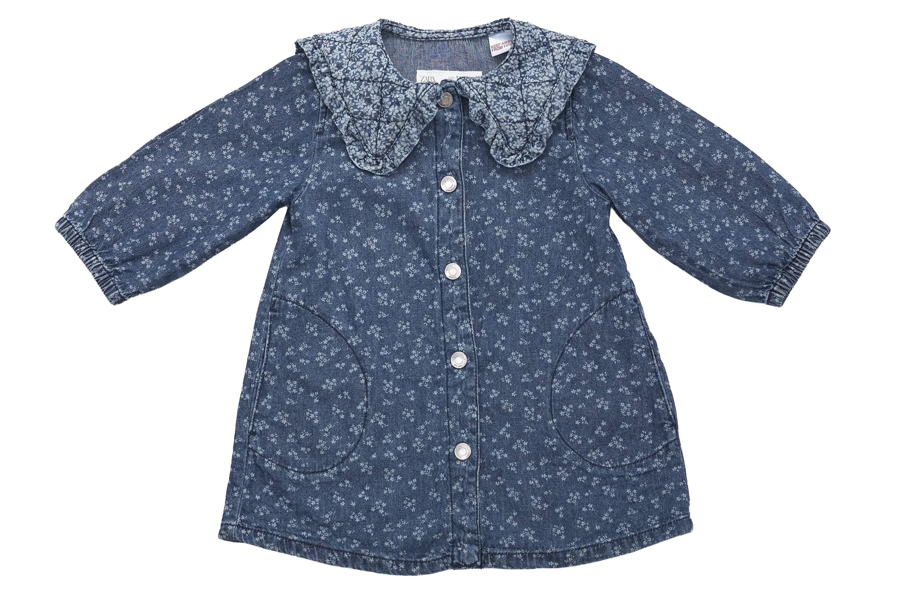 Zara Floral Denim Ruffle Dress