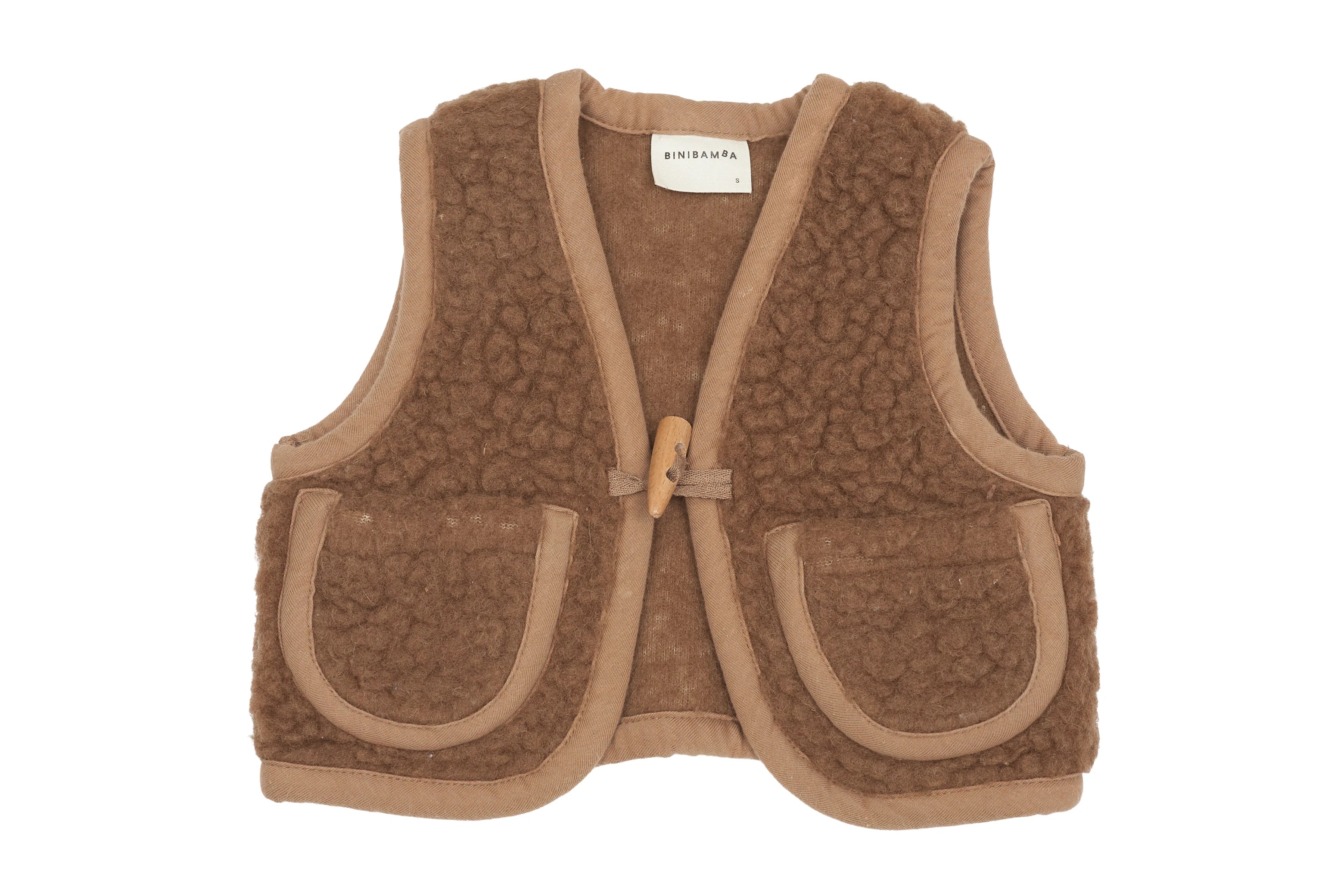 Binibamba Cozy Chestnut Sherpa Vest Merino Wool
