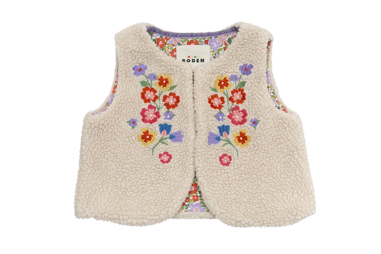 Mini Boden Cozy Blossom Sherpa Vest