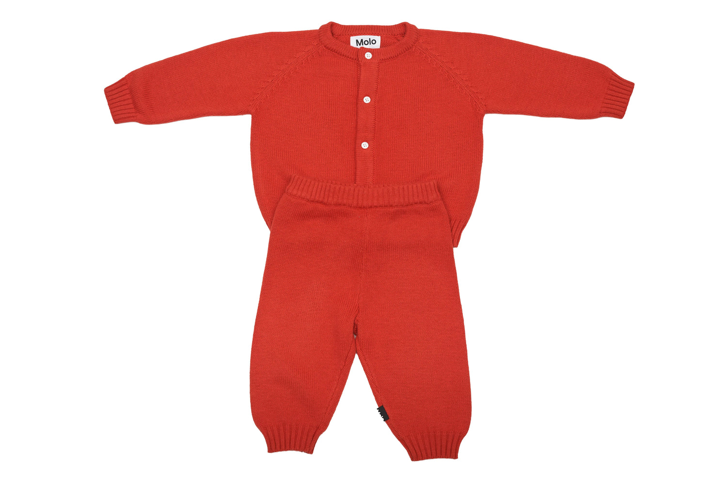 Molo Cozy Coral Red Cardigan Set Made with Wool