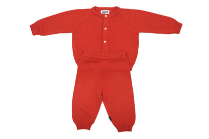 Molo Cozy Coral Red Cardigan Set Made with Wool