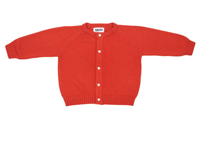 Molo Cozy Coral Red Cardigan Set Made with Wool