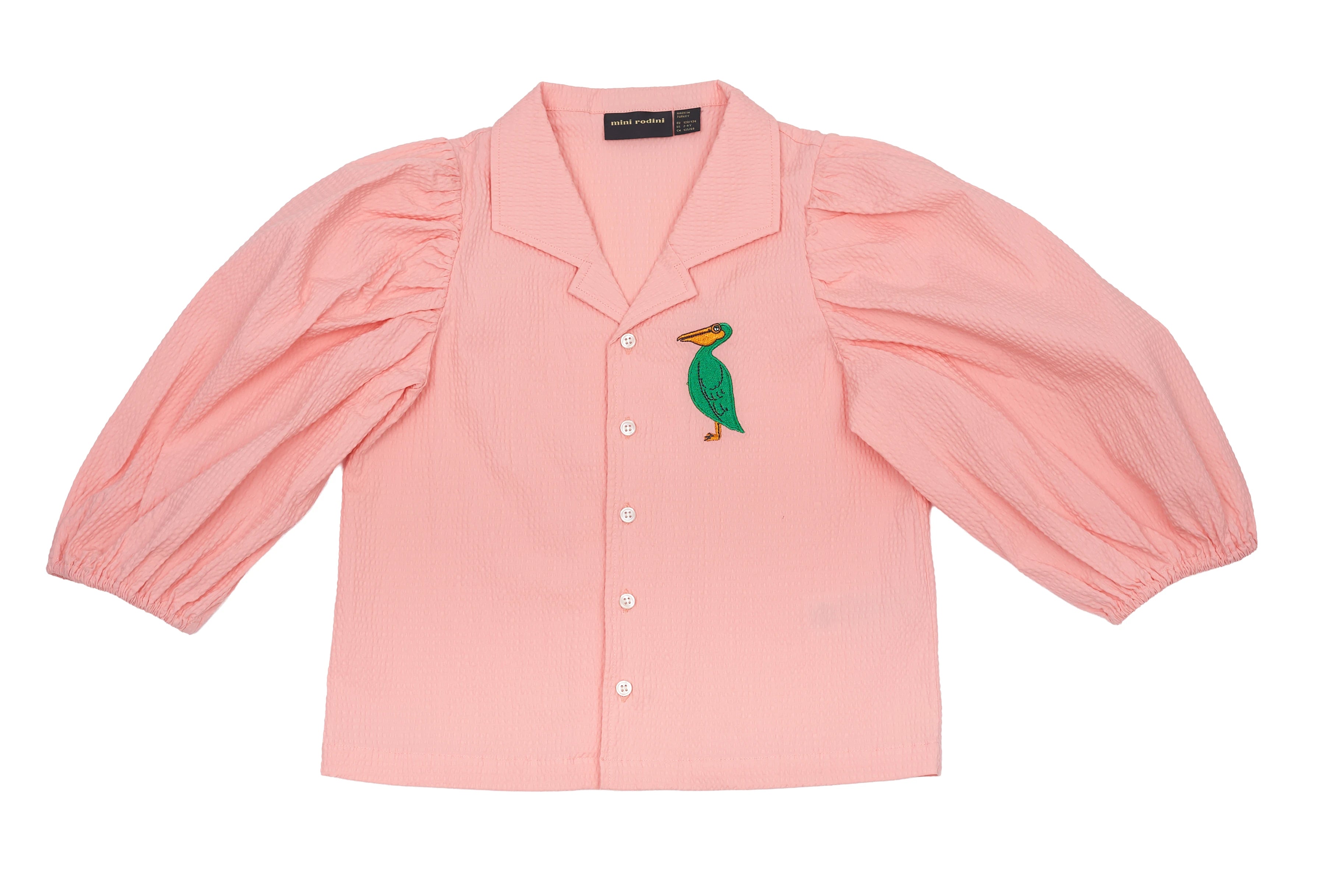 Mini Rodini Soft Pink Pelican Puff Sleeve Blouse, NEW without tag