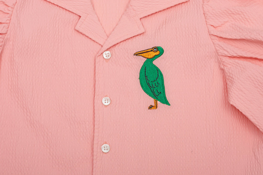 Mini Rodini Soft Pink Pelican Puff Sleeve Blouse, NEW without tag