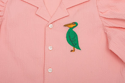 Mini Rodini Soft Pink Pelican Puff Sleeve Blouse, NEW without tag