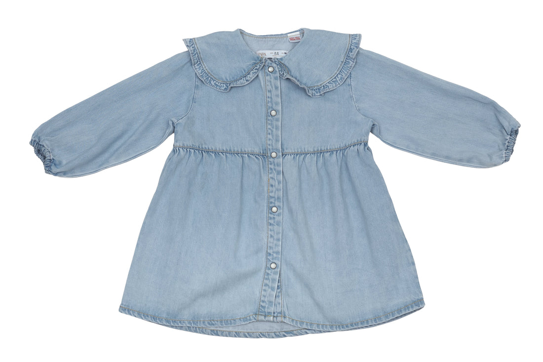 Zara Dreamy Denim Ruffle Dress