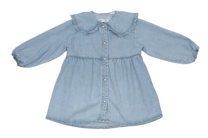 Zara Dreamy Denim Ruffle Dress