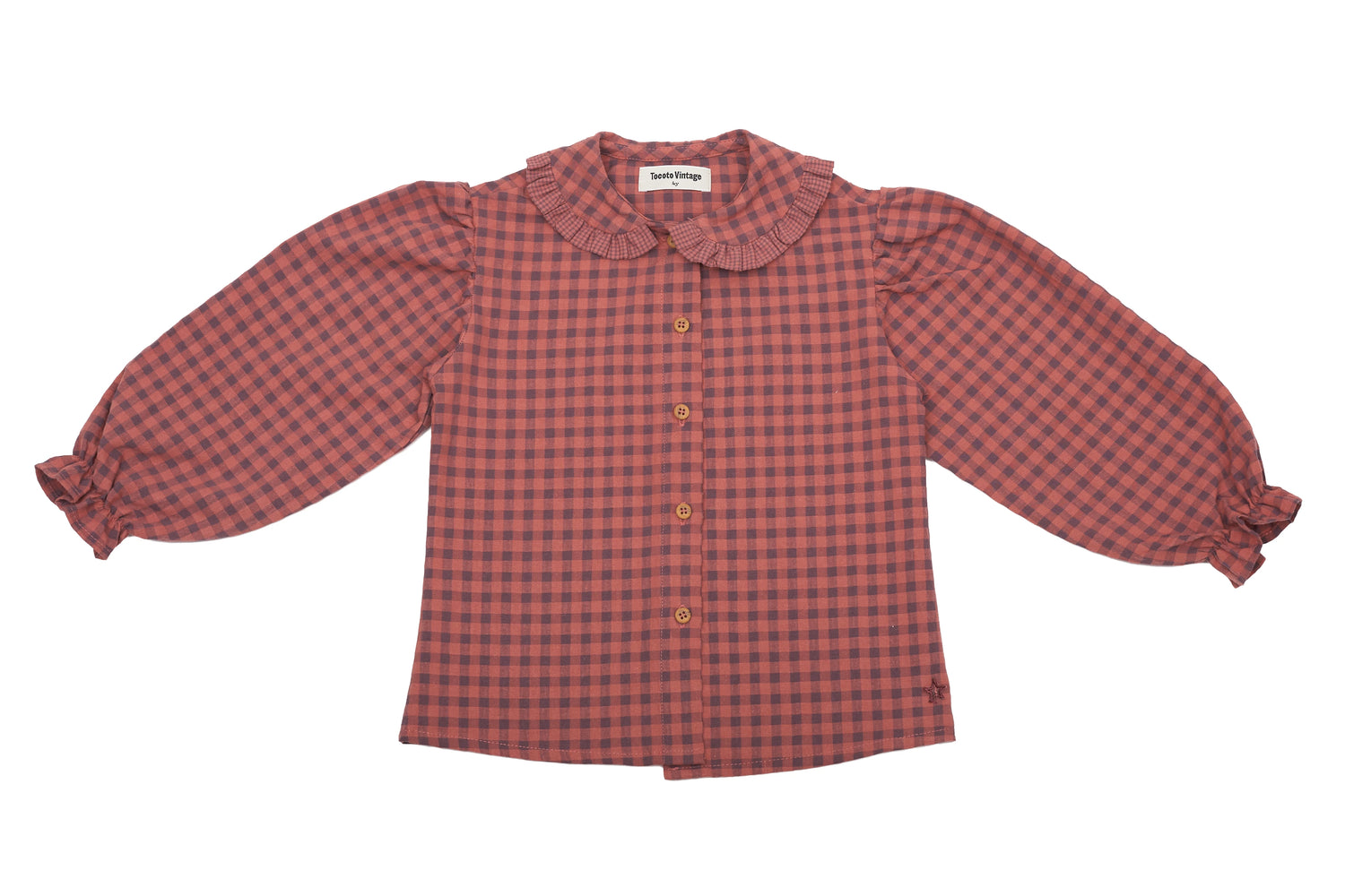 Tocoto Vintage Rustic Charm Gingham Blouse