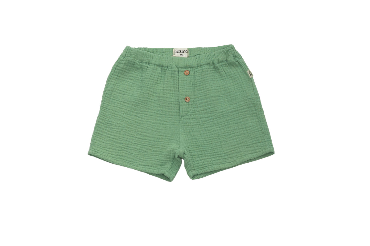 Cozmo Mint Meadow Button Shorts, NEW with tag