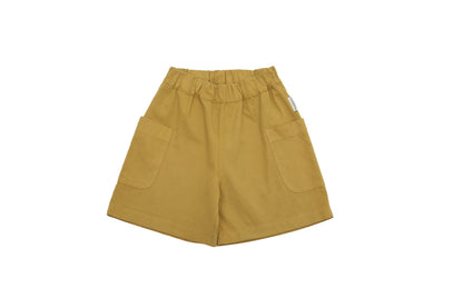 Mipounet Mustard Wide-Leg Patch Pocket Shorts