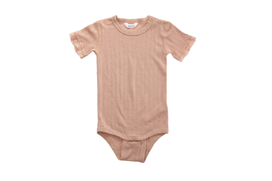 Joha Dusty Blush Merino and Silk Pointelle Bodysuit