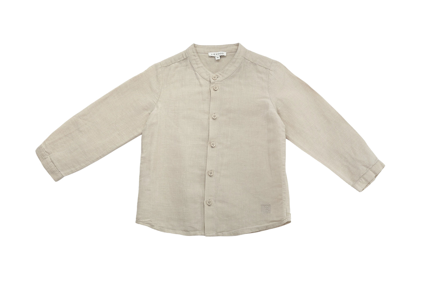 Liewood Natural Linen Long-Sleeve Shirt with Mandarin Collar