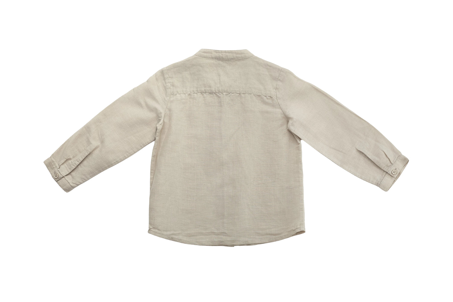 Liewood Natural Linen Long-Sleeve Shirt with Mandarin Collar