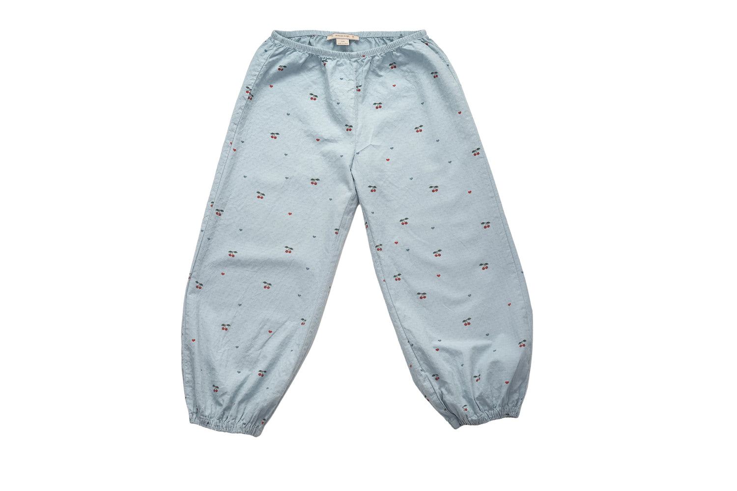 Konges Sløjd Sky Blue Cherry-Print Trousers with Elastic Cuffs
