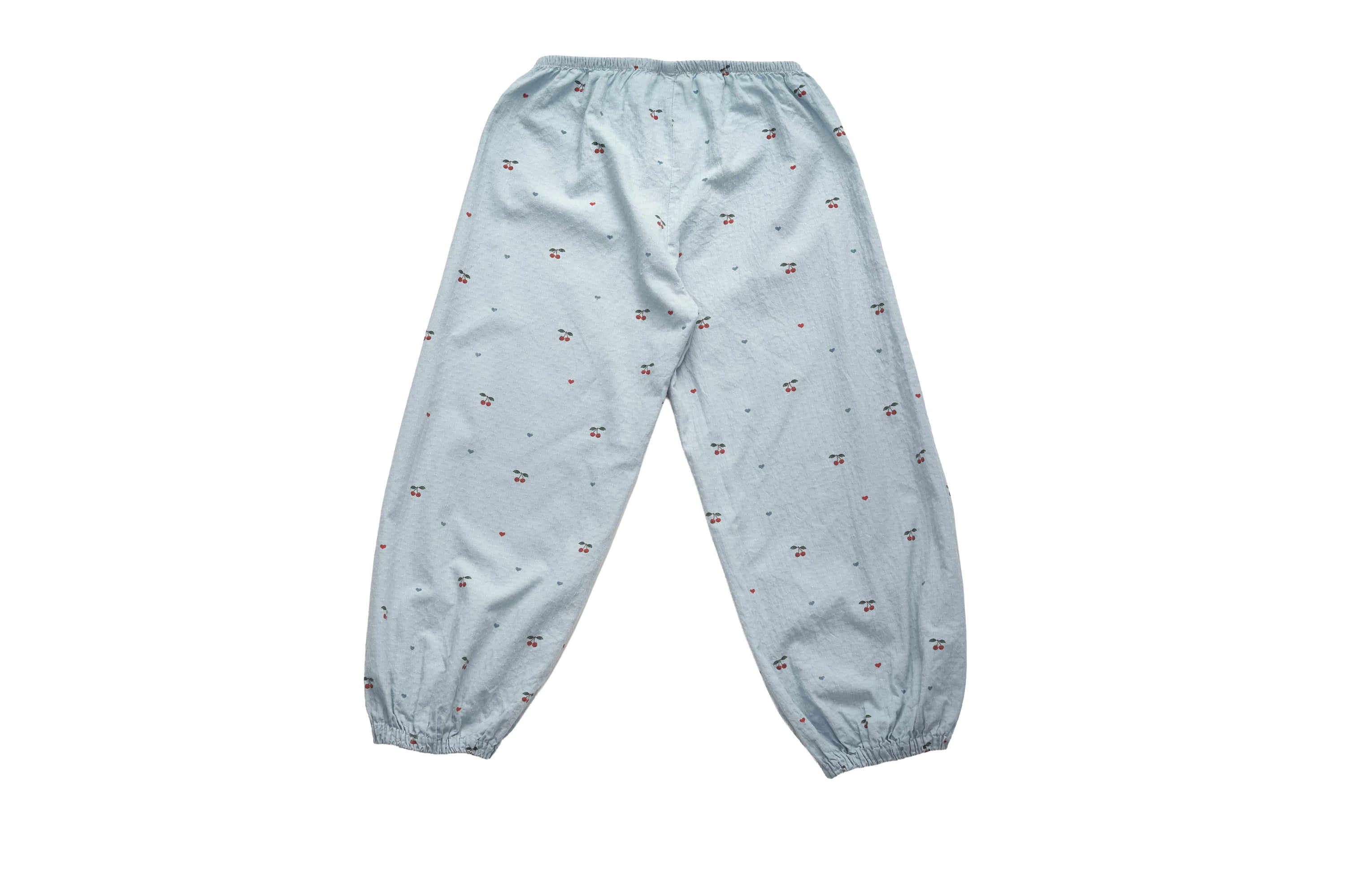Konges Sløjd Sky Blue Cherry-Print Trousers with Elastic Cuffs
