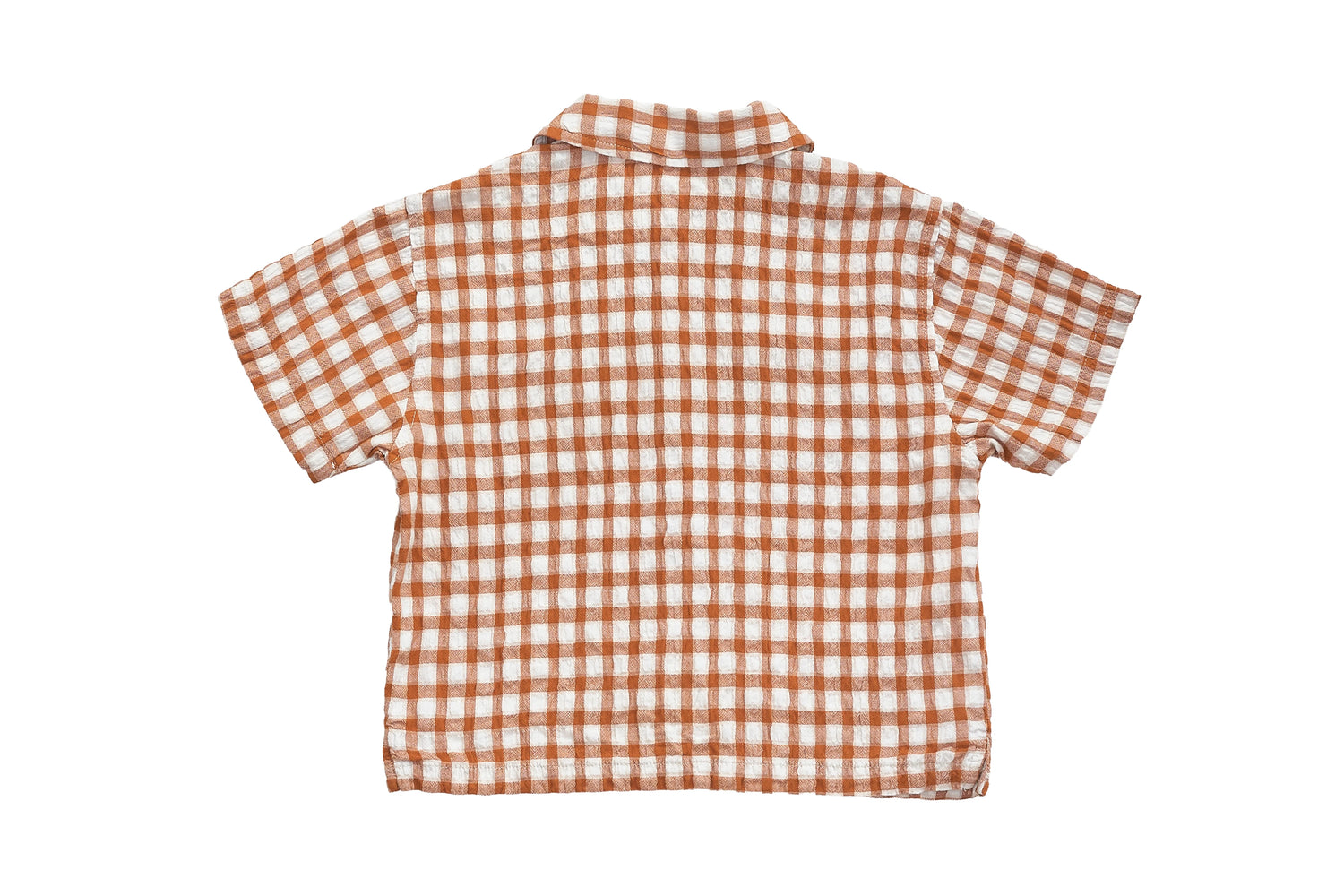 Zara Terracotta Gingham Camp Shirt &amp; Short Set